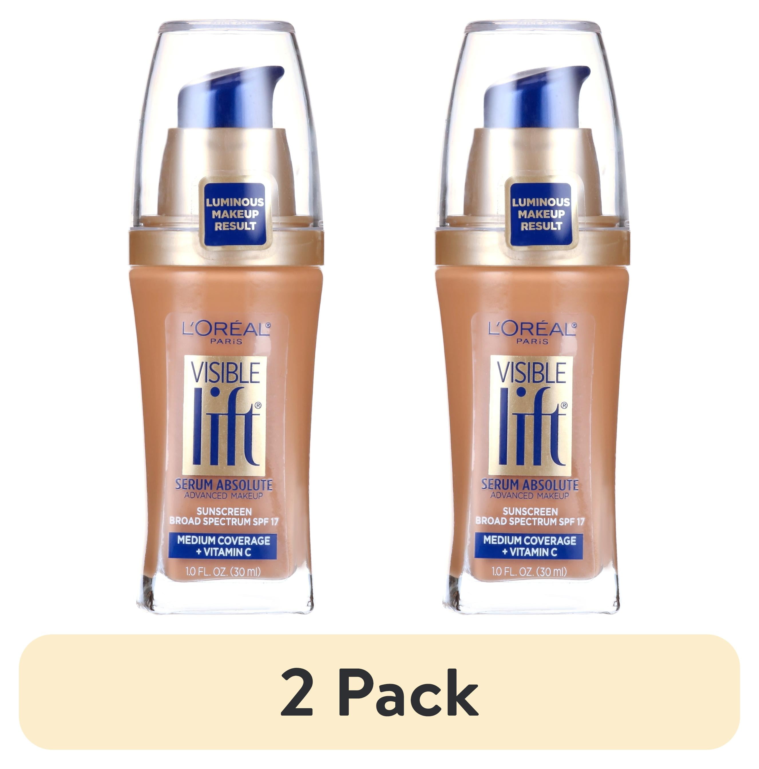 (2 pack) L'Oreal Paris Visible Lift Serum Liquid Foundation, SPF 17, 1 fl oz