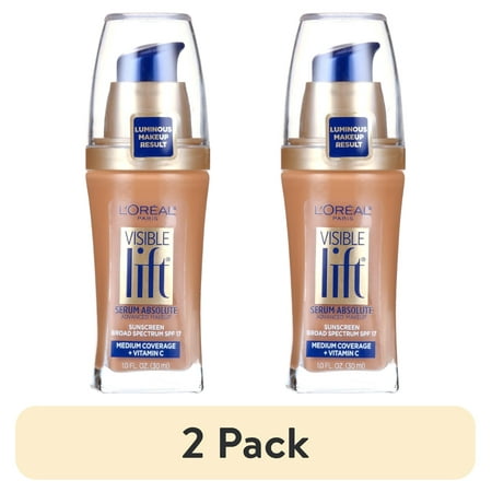 (2 pack) L'Oreal Paris Visible Lift Serum Liquid Foundation, SPF 17, 1 fl oz
