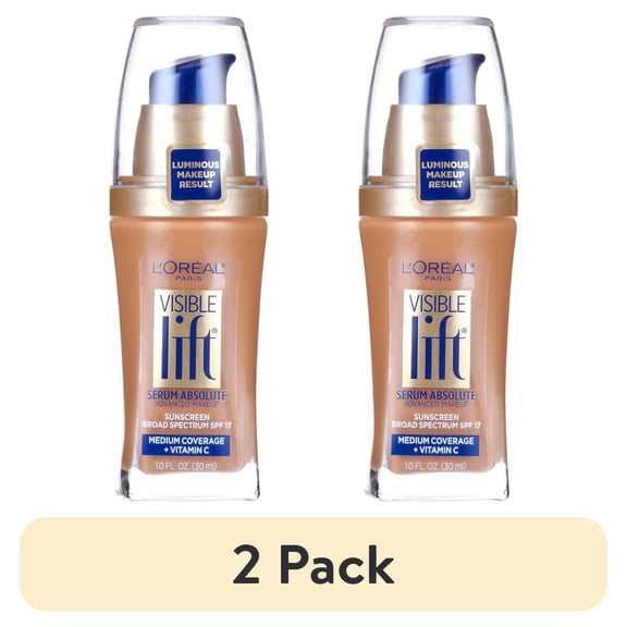 (2 pack) L'Oreal Paris Visible Lift Serum Liquid Foundation, SPF 17, 1 fl oz