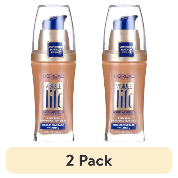 (2 pack) L'Oreal Paris Visible Lift Serum Liquid Foundation, SPF 17, 1 fl oz