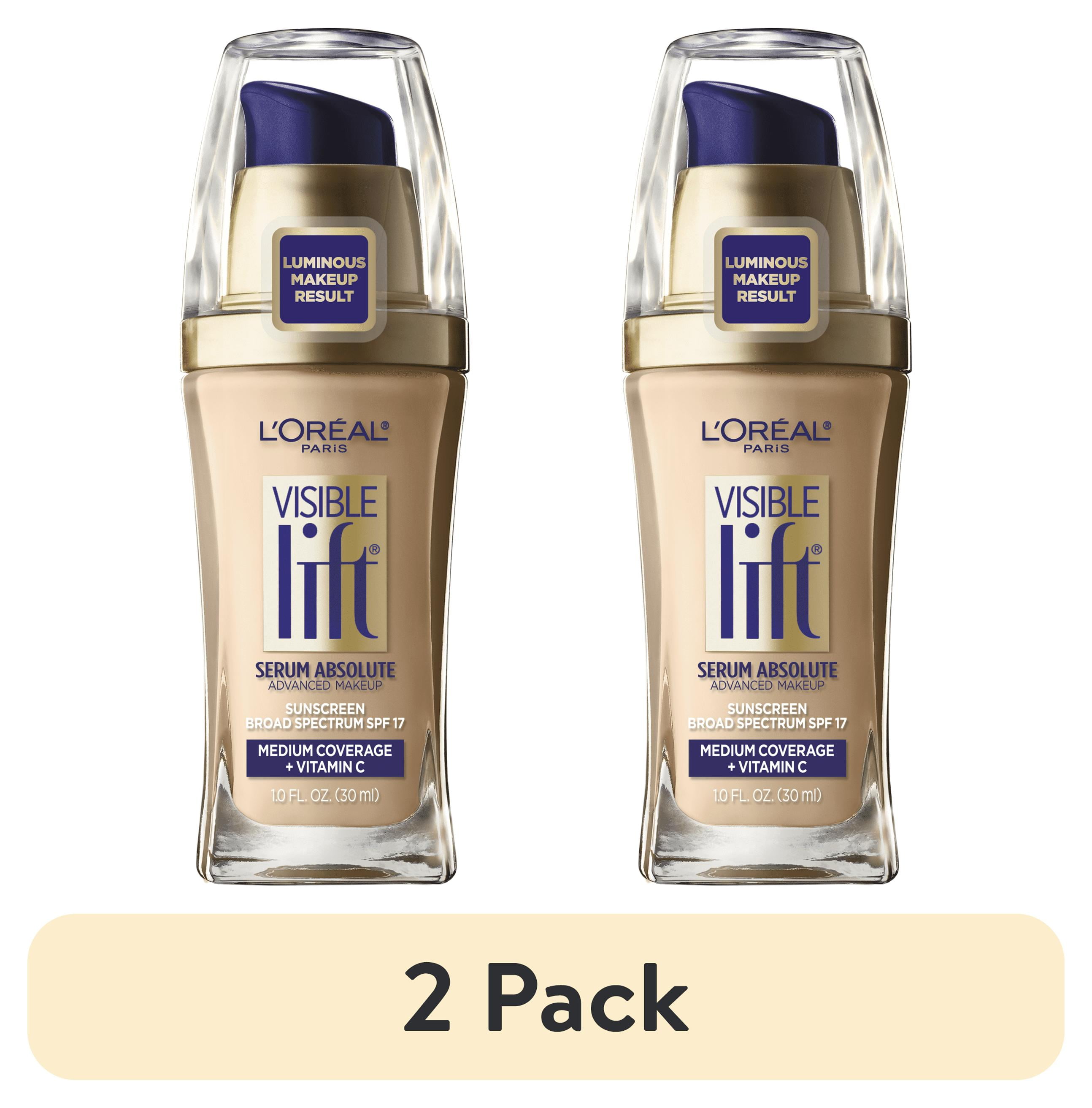(2 pack) L'Oreal Paris Visible Lift Serum Liquid Foundation, SPF 17, 1 fl oz