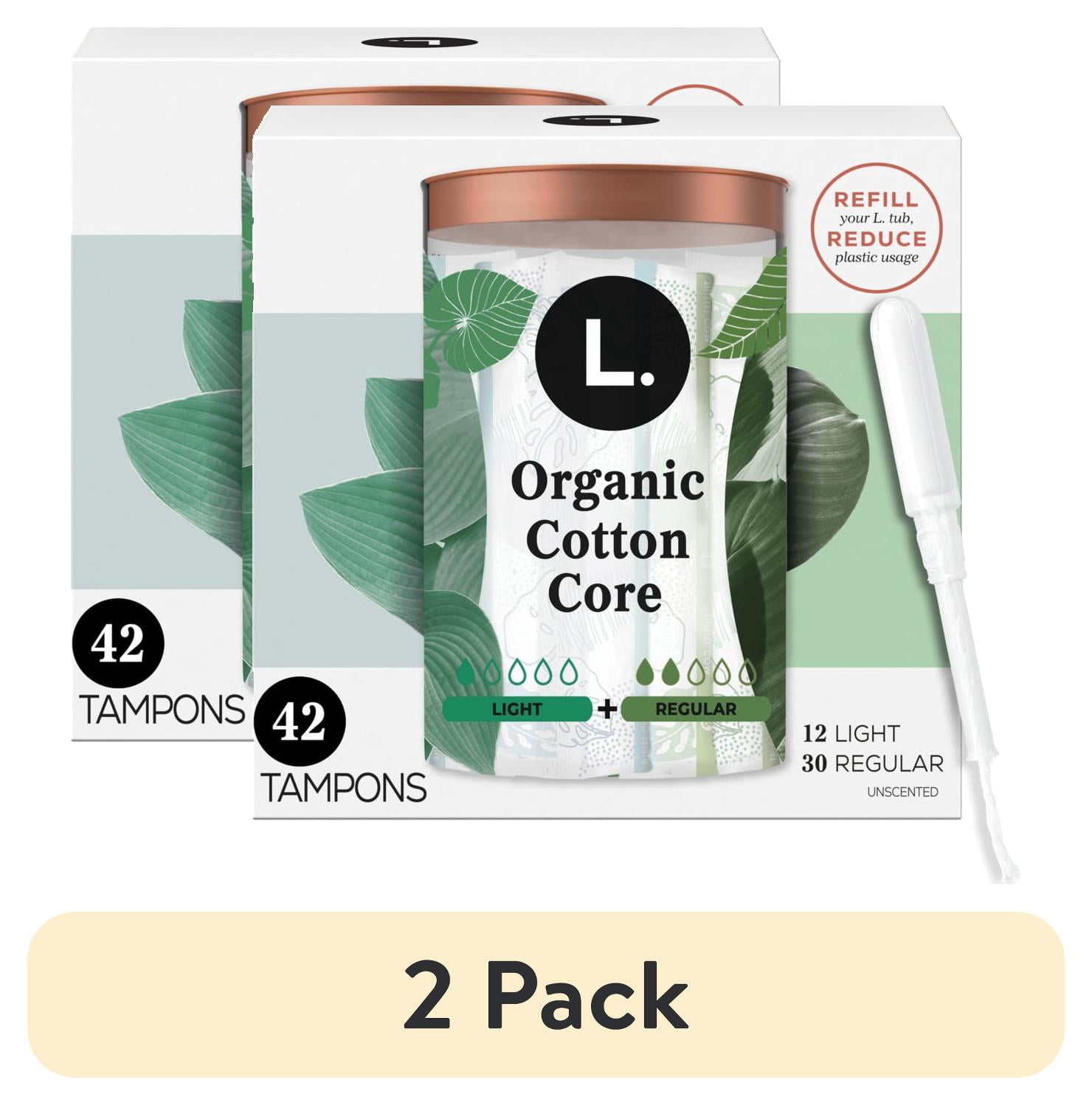 (2 pack) L. Organic Cotton Tampons Light/Regular Absorbency, 42 CT