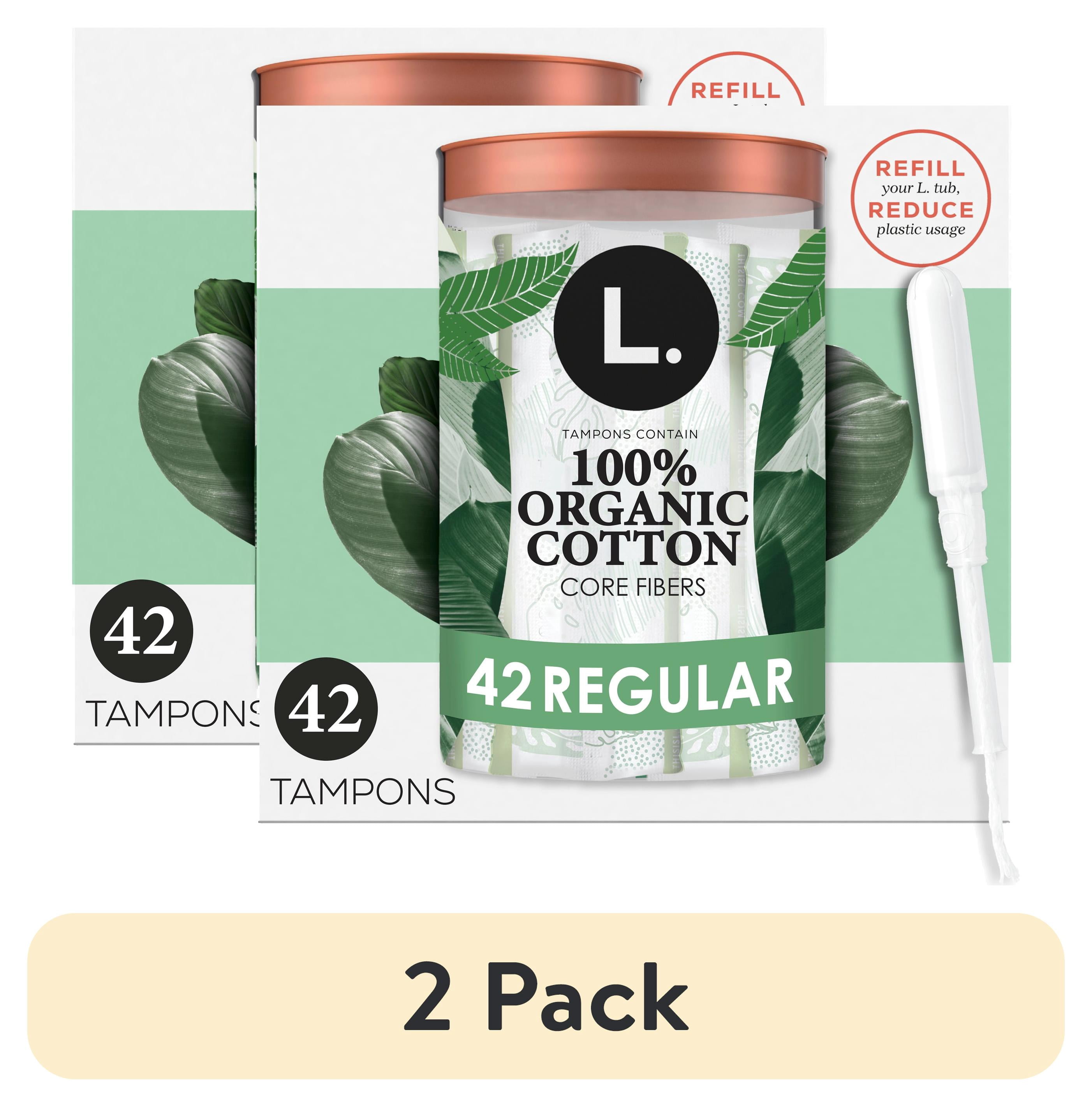 (2 pack) L. Organic Cotton Tampons - Regular Absorbency, 42 Count