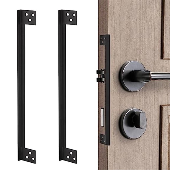 2 pack L-Shaped Security Reinforcement Striker Plates Stainless Steels Outswing Door Security Protector Door Latch Guard Extra Security Home Security Door Latch Cover to Block Access (11in-black)