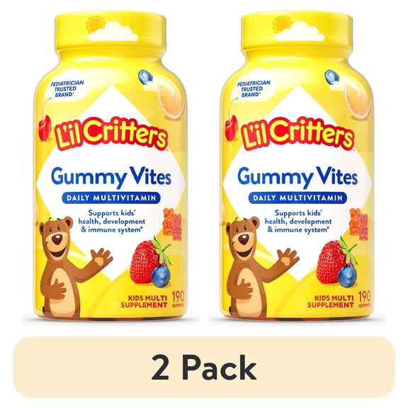 (2 pack) L’il Critters Gummy Vites Kids Multivitamin Gummies, Mixed Fruit, 190 Count