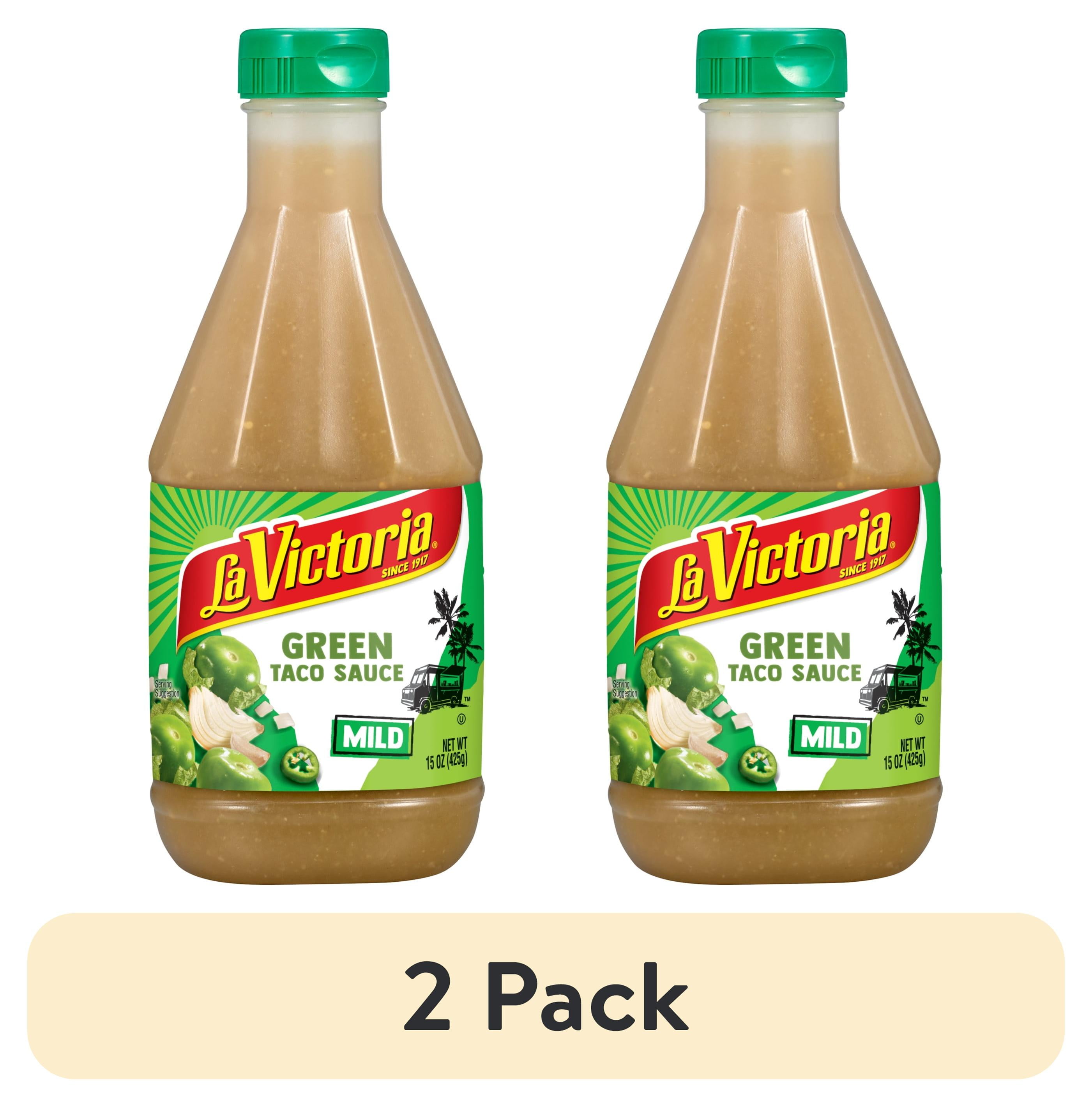 (2 pack) LA VICTORIA Green Taco Sauce, Mild, 15 oz Plastic Bottle