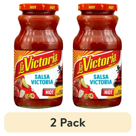 (2 pack) LA VICTORIA Salsa Victoria, Hot, Shelf-Stable, 15.5 oz Glass Jar