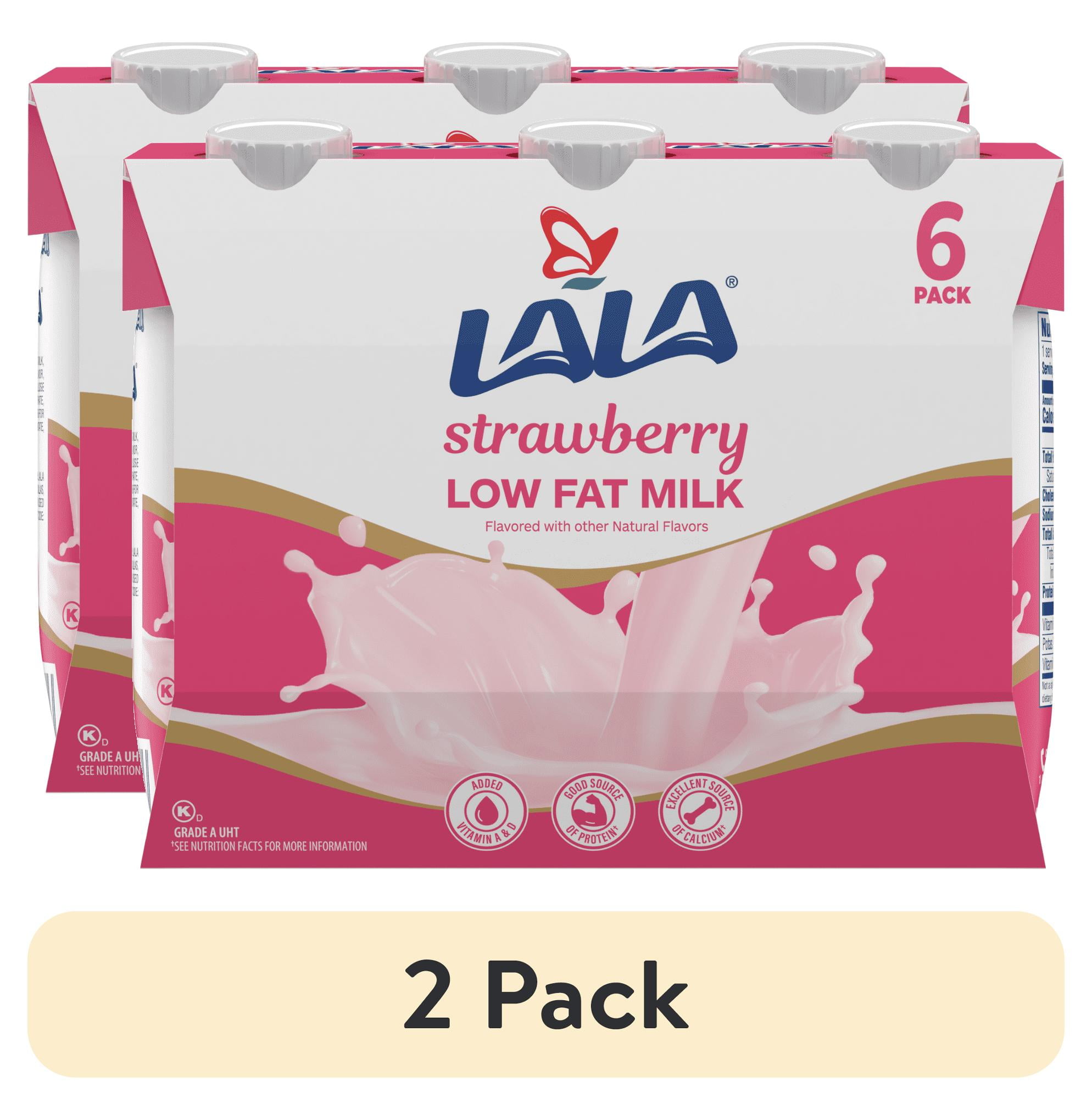 2 pack) LALA Low Fat Shelf-Stable UHT Milk Drink, Strawberry, 8.25