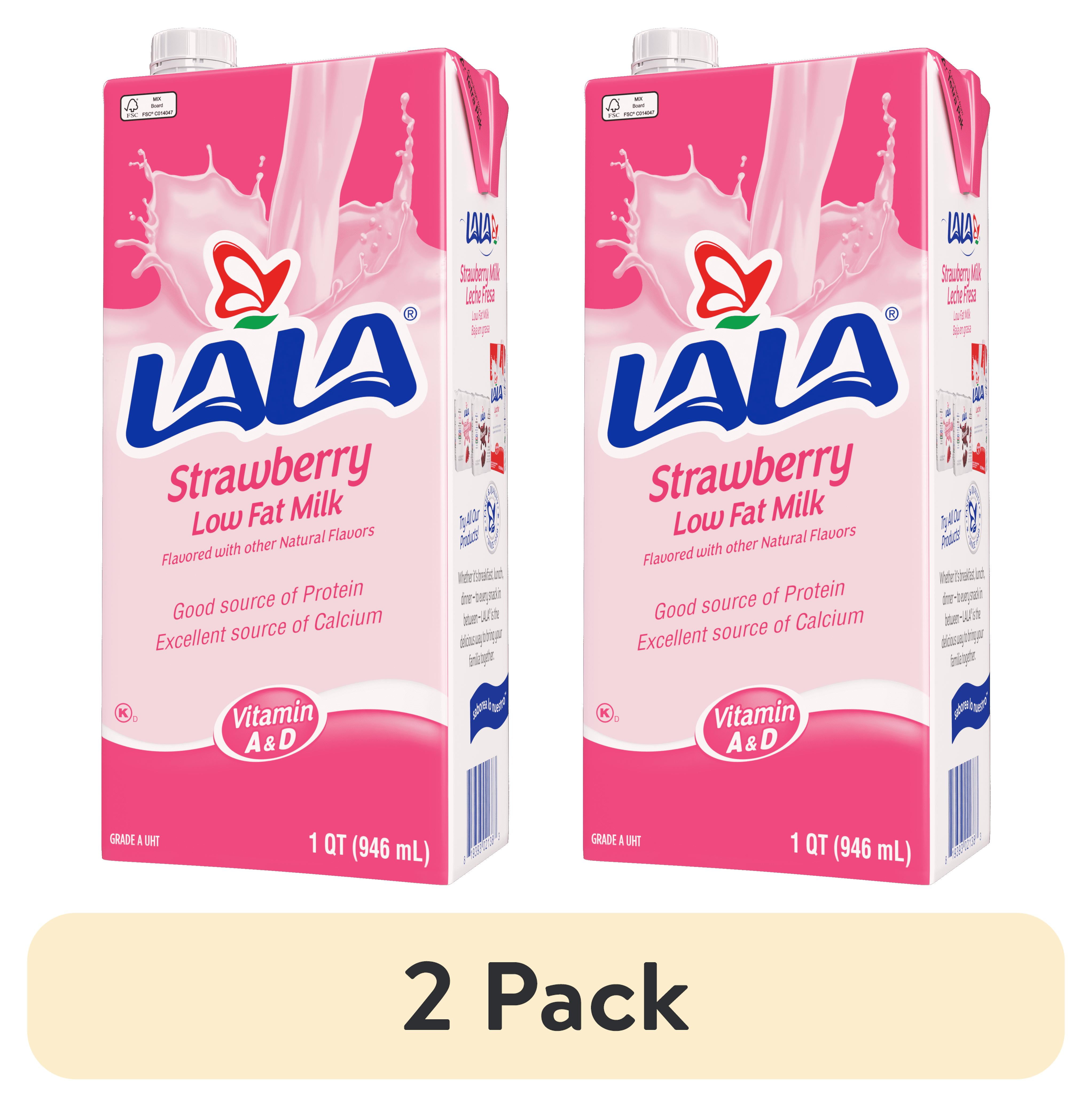 Lala 2 pack) LALA Low Fat Shelf-Stable UHT Milk Drink, Strawberry, 8.25