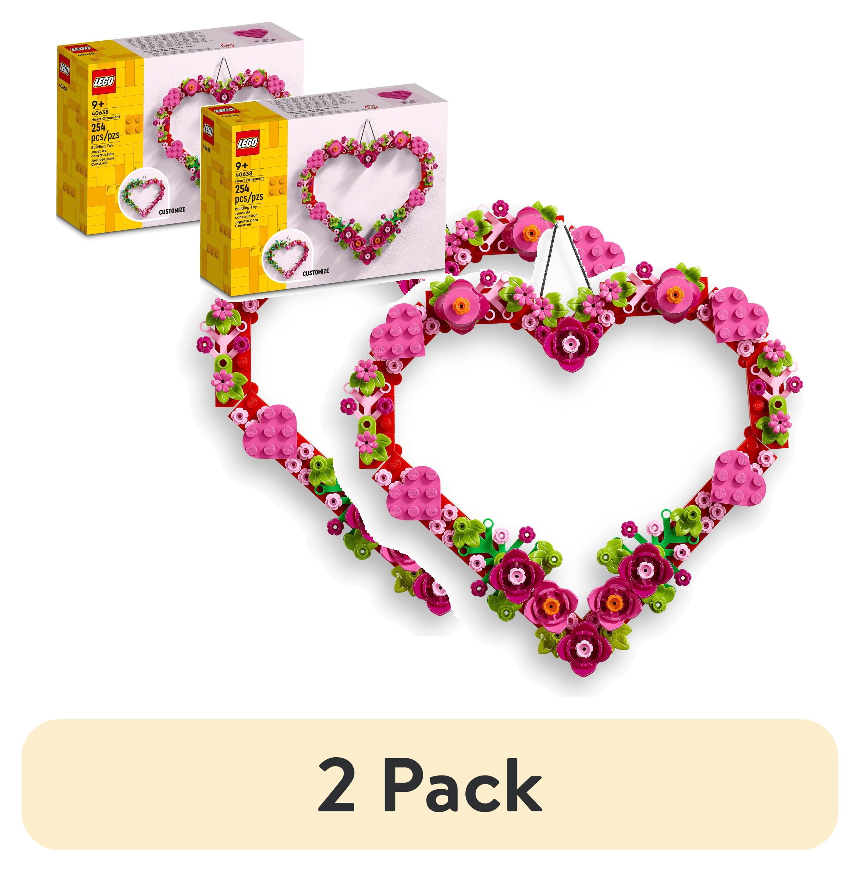 2 pack) LEGO Heart Ornament Building Toy Kit - Heart-Shaped