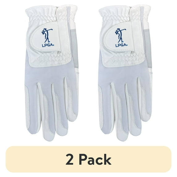 (2 pack) LPGA Womens White Left Hand Golf Glove for Right-Handed Golfer