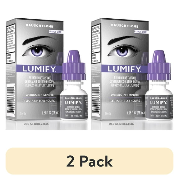 (2 pack) LUMIFY Eye Drops for Redness Relief and Whiter and Brighter Looking Eyes, .25 fl oz (7.5 ml)