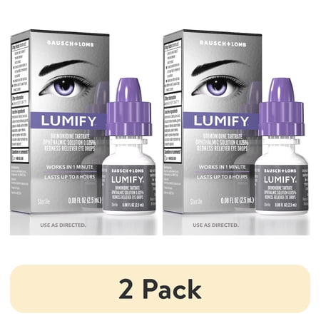 (2 pack) LUMIFY Eye Drops for Redness Relief and Whiter and Brighter Looking Eyes, .08 fl oz (2.5 ml)