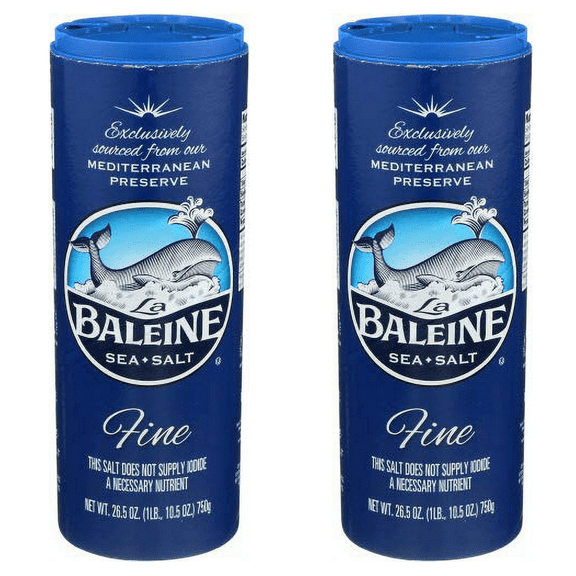(2 pack) La Baleine Fine Crystals Canister, Sea Salt, 26.5 Ounce
