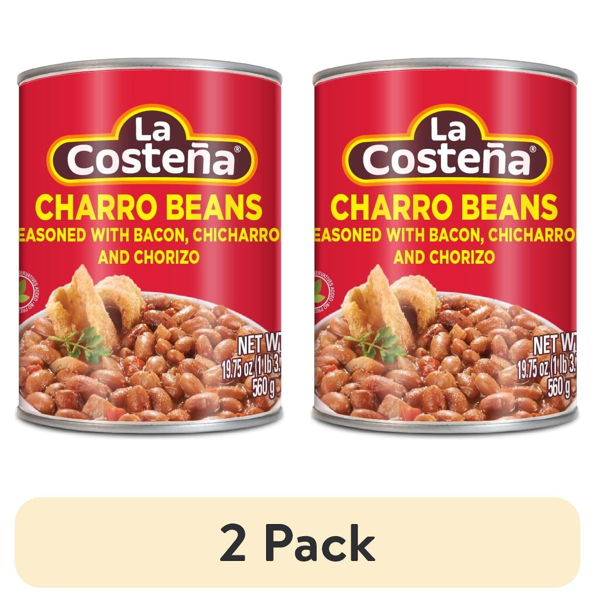 (2 pack) La Costeña Canned Charro Beans with Bacon and Chorizo, 19.75 oz
