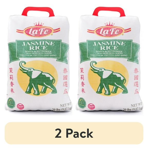 (2 pack) La Fe Authentic Jasmine Rice, 20 lbs Bag