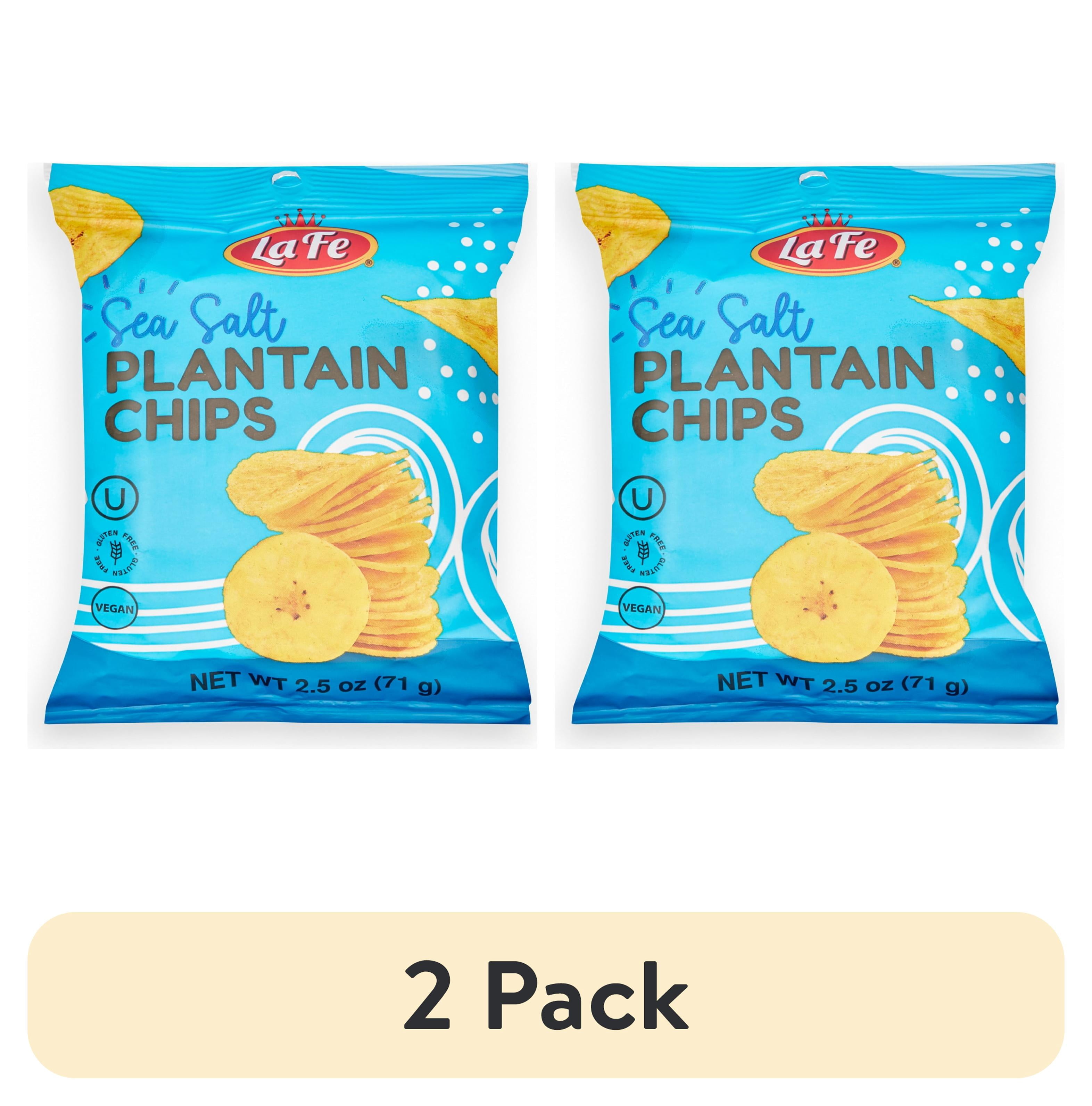 (2 pack) La Fe Green Plantain Chips. 24x3 oz Bags