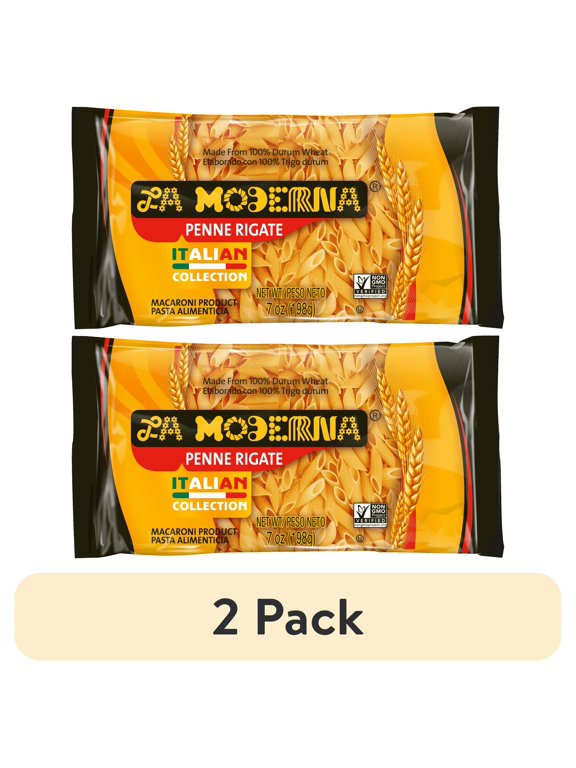 (2 pack) La Moderna Penne Rigate Pasta, 100% Durum Wheat, 16 oz