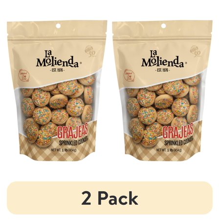 (2 pack) La Molienda Grajeas Cookies, Mexican Cookies with Colorful Candy Bits, 16 oz