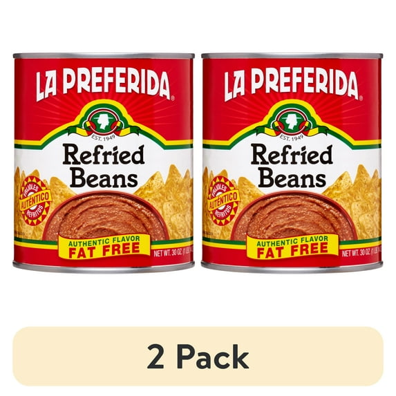 (2 pack) La Preferida Fat Free Refried Beans, 30 oz Can