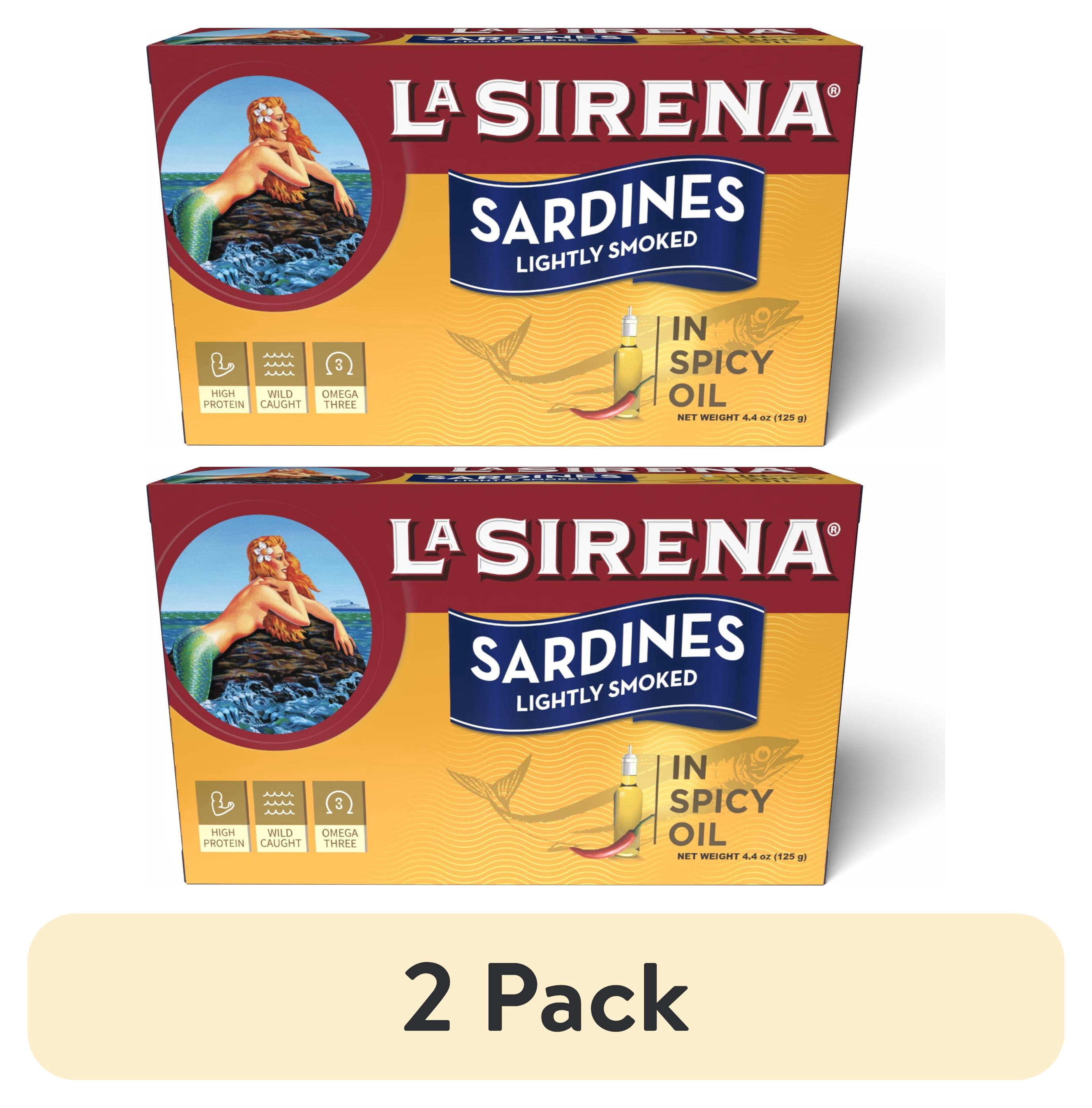 (2 pack) La Sirena Club Can Sardines in Spicy Oil -Lightly Smoked
