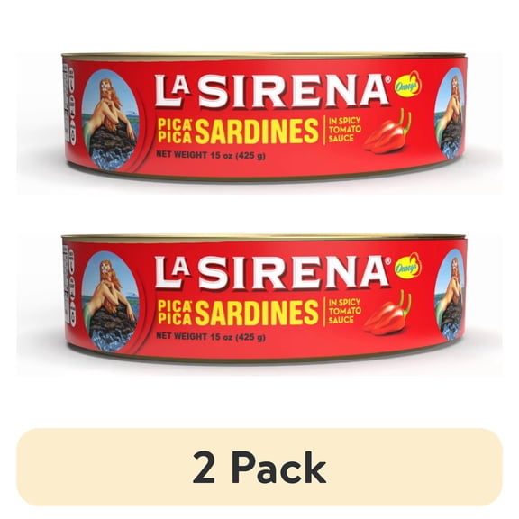 (2 pack) La Sirena Sardines Pica Pica in Spicy Tomato Sauce, 15 oz oval
