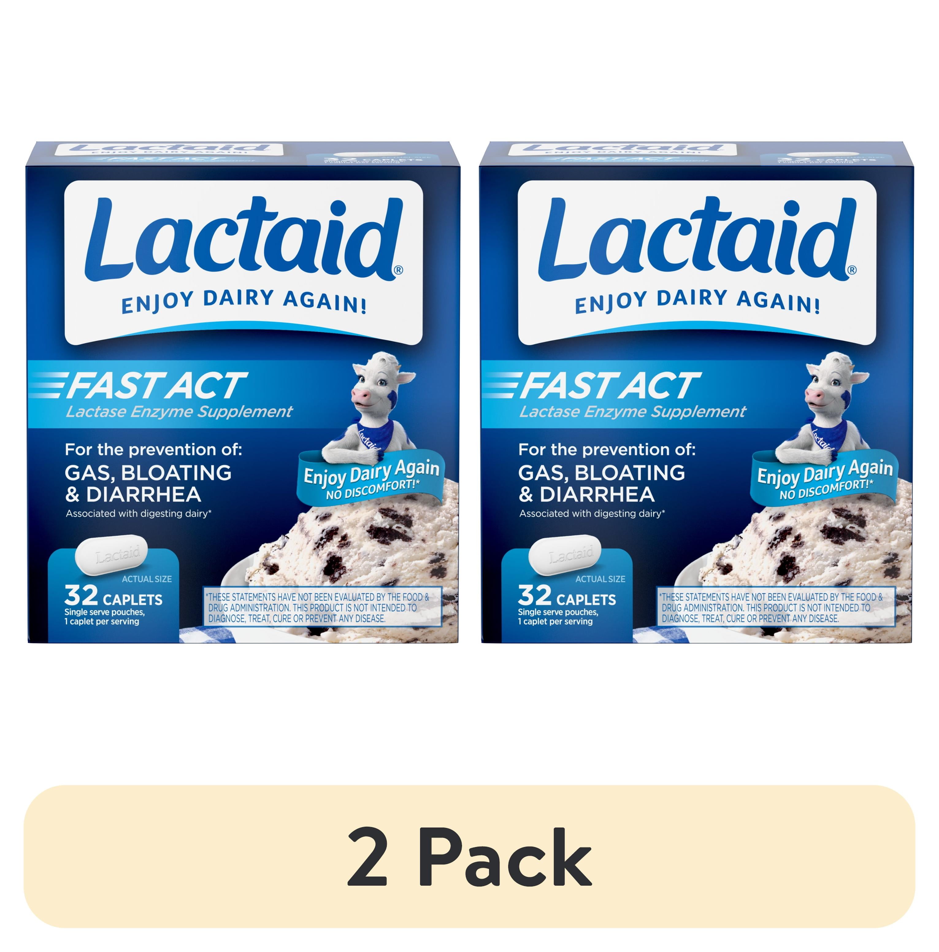 (2 pack) Lactaid Fast Act Lactose Intolerance Caplets, 32 Travel Packs of 1-ct.