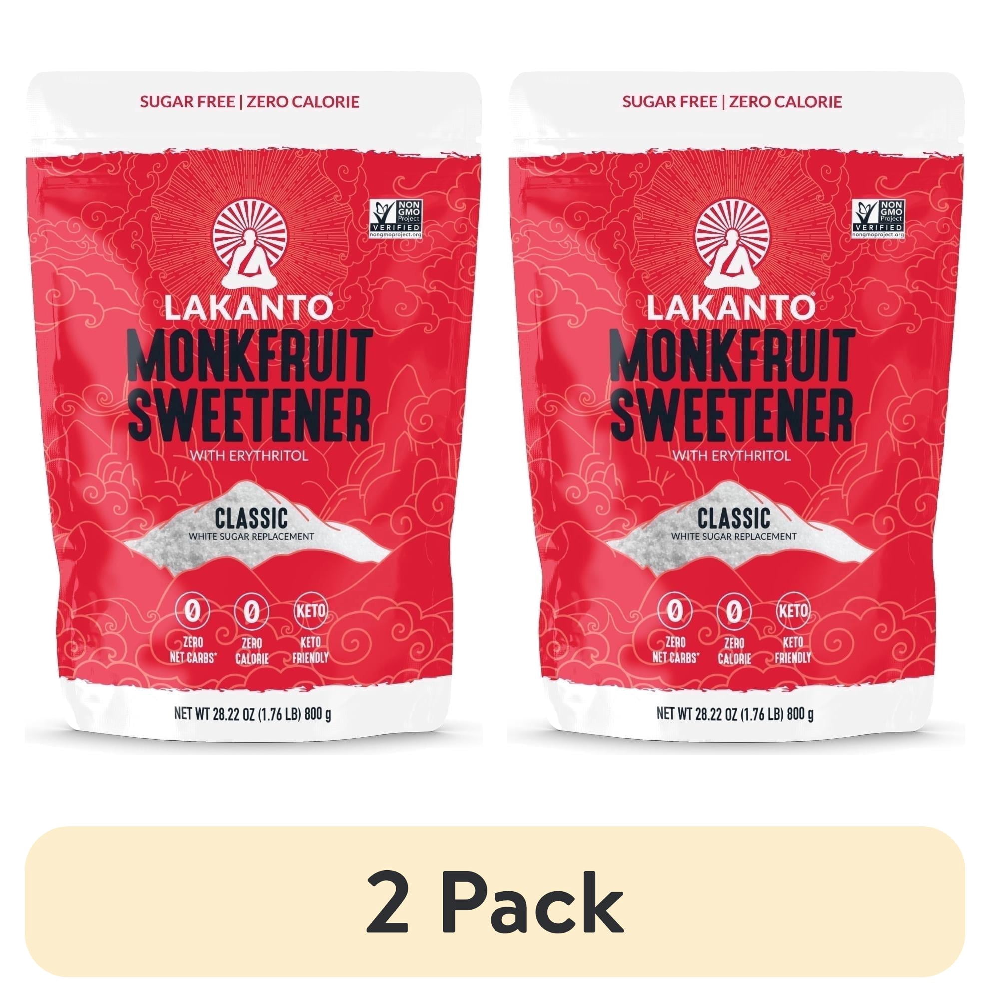(2 pack) Lakanto Classic Monk Fruit Sweetener - White Sugar Substitute, Zero Calorie, Keto Diet Friendly, Zero Net Carbs, Zero Glycemic, Baking, Extract, Sugar Replacement (Classic White - 1.76 lbs)