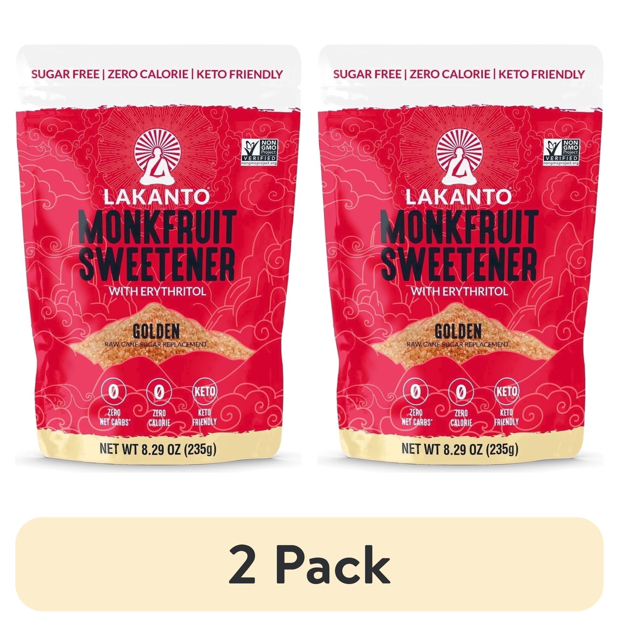 (2 pack) Lakanto Golden Monk Fruit Sweetener - Raw Cane Sugar Substitute, Zero Calorie, Keto Diet Friendly, Zero Net Carbs, Zero Glycemic, Baking, Extract, Sugar Replacement (Golden - 8.29 oz)