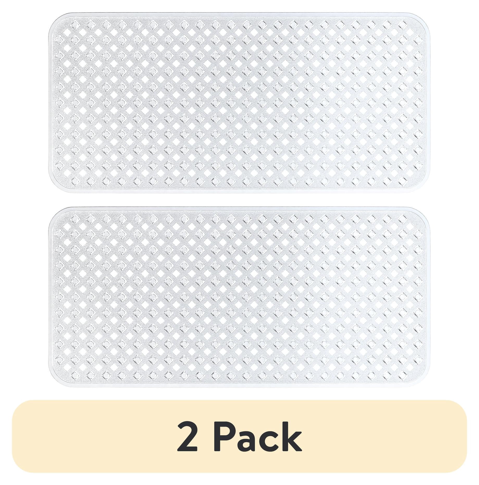 (2 pack) LammaLoe Bathtub Shower Mat, Long 35"x16" Non-Slip Bath Mat for Tub with Suction Cups and Drainage Holes, Clear