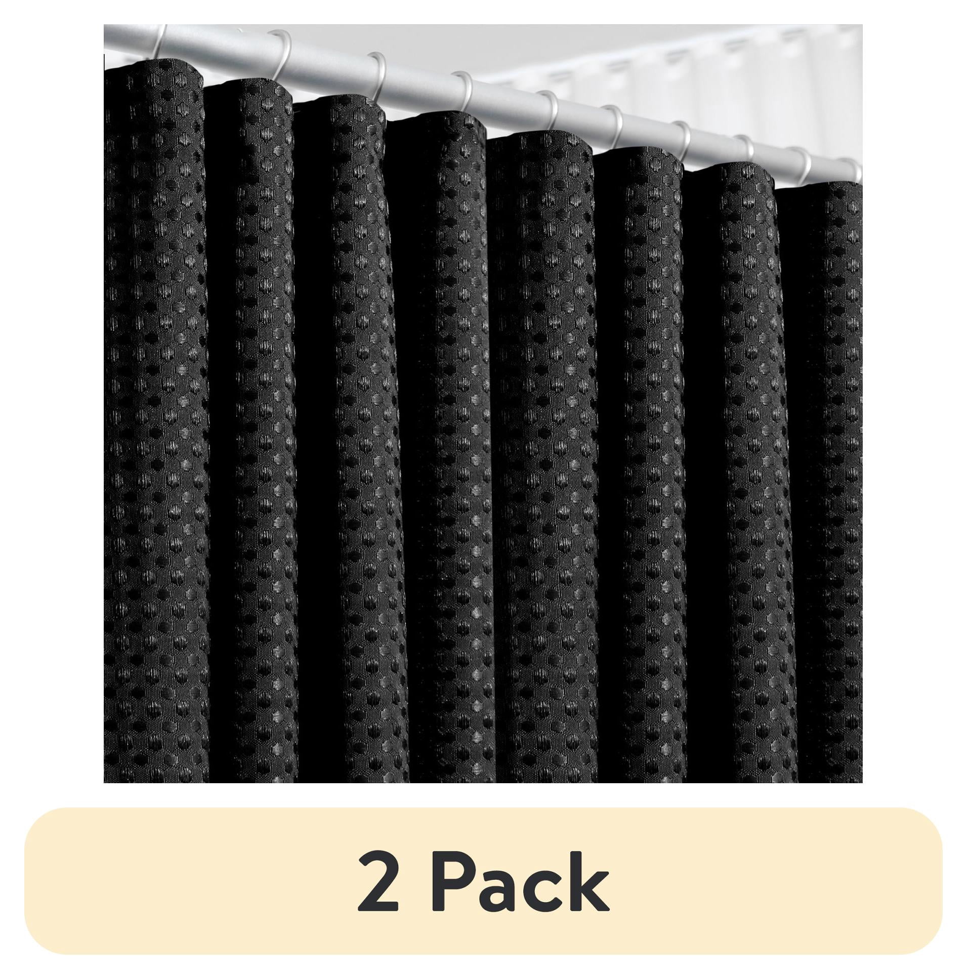 (2 pack) LammaLoe Black Shower Curtain, Waffle Weave Heavy Duty Fabric Shower Curtain, 72” x 72" Hotel Luxury 256 GSM Bathroom Curtains