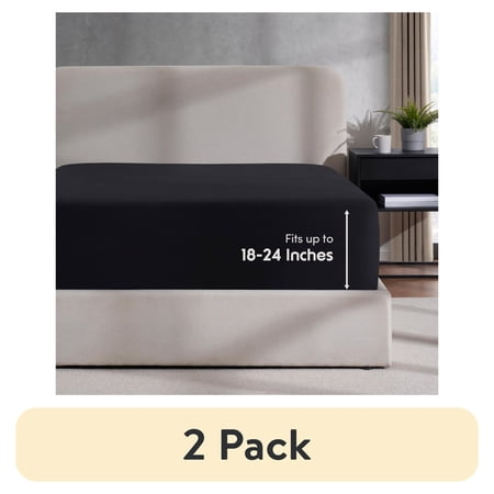(2 pack) LammaLoe Extra Deep Pocket Full Size Fitted Sheet Only, Fits 18" to 24" Mattress, Soft Microfiber Fitted Bed Sheet, Aqua
