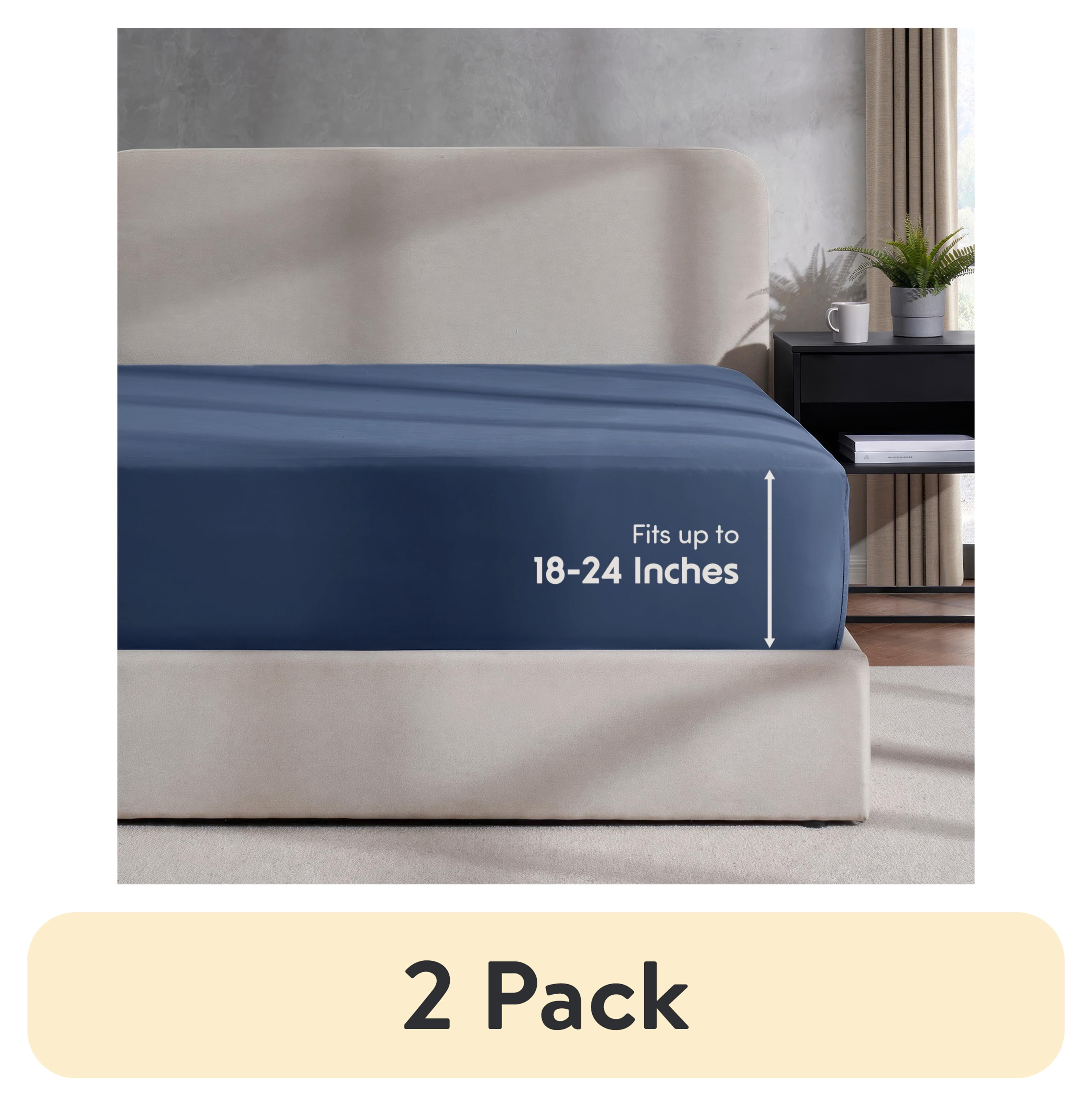 (2 pack) LammaLoe Extra Deep Pocket Queen Fitted Sheet Only, Fits 18 ...