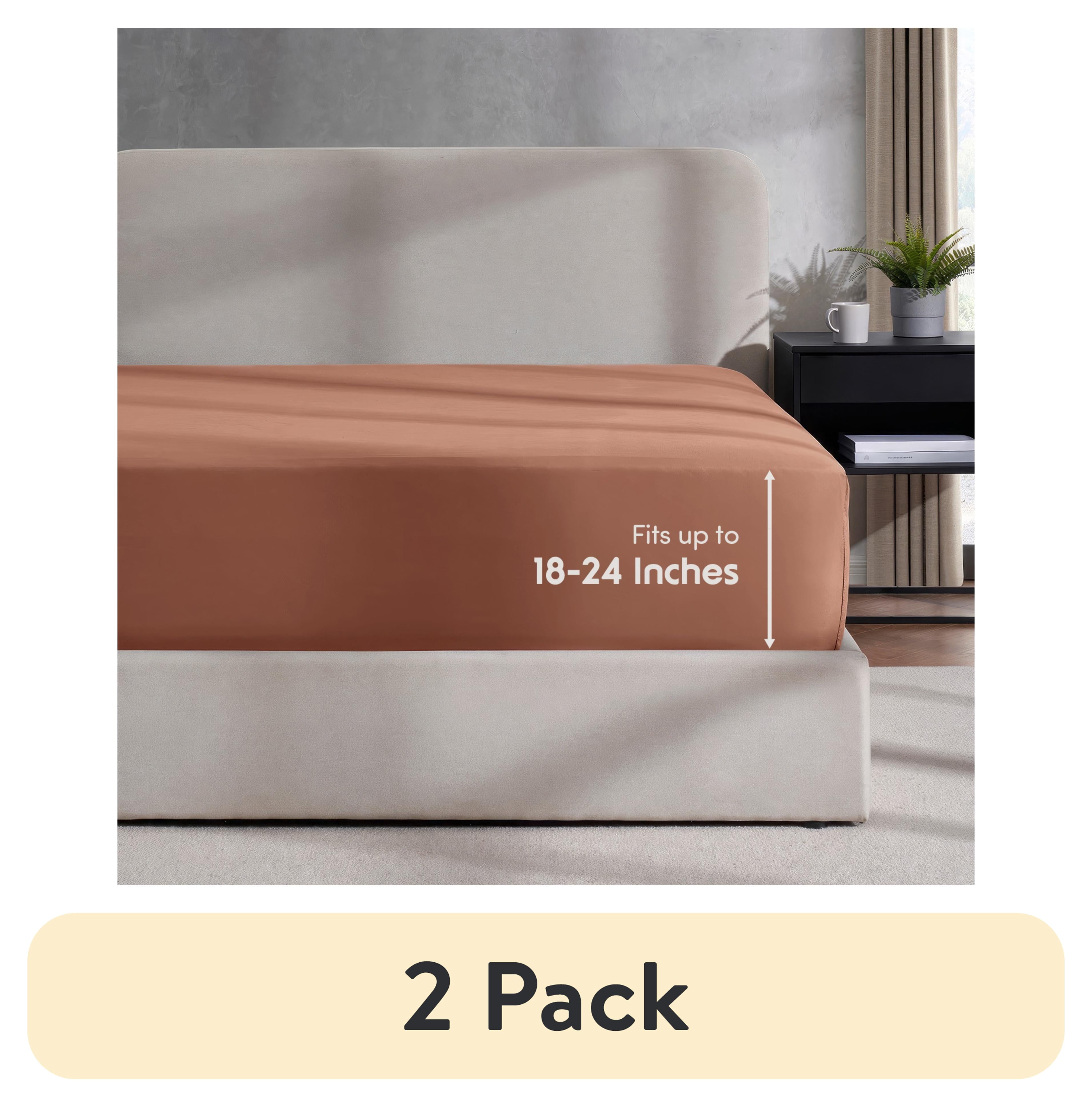 (2 pack) LammaLoe Extra Deep Pocket Twin XL Fitted Sheet Only, Fits 18 ...