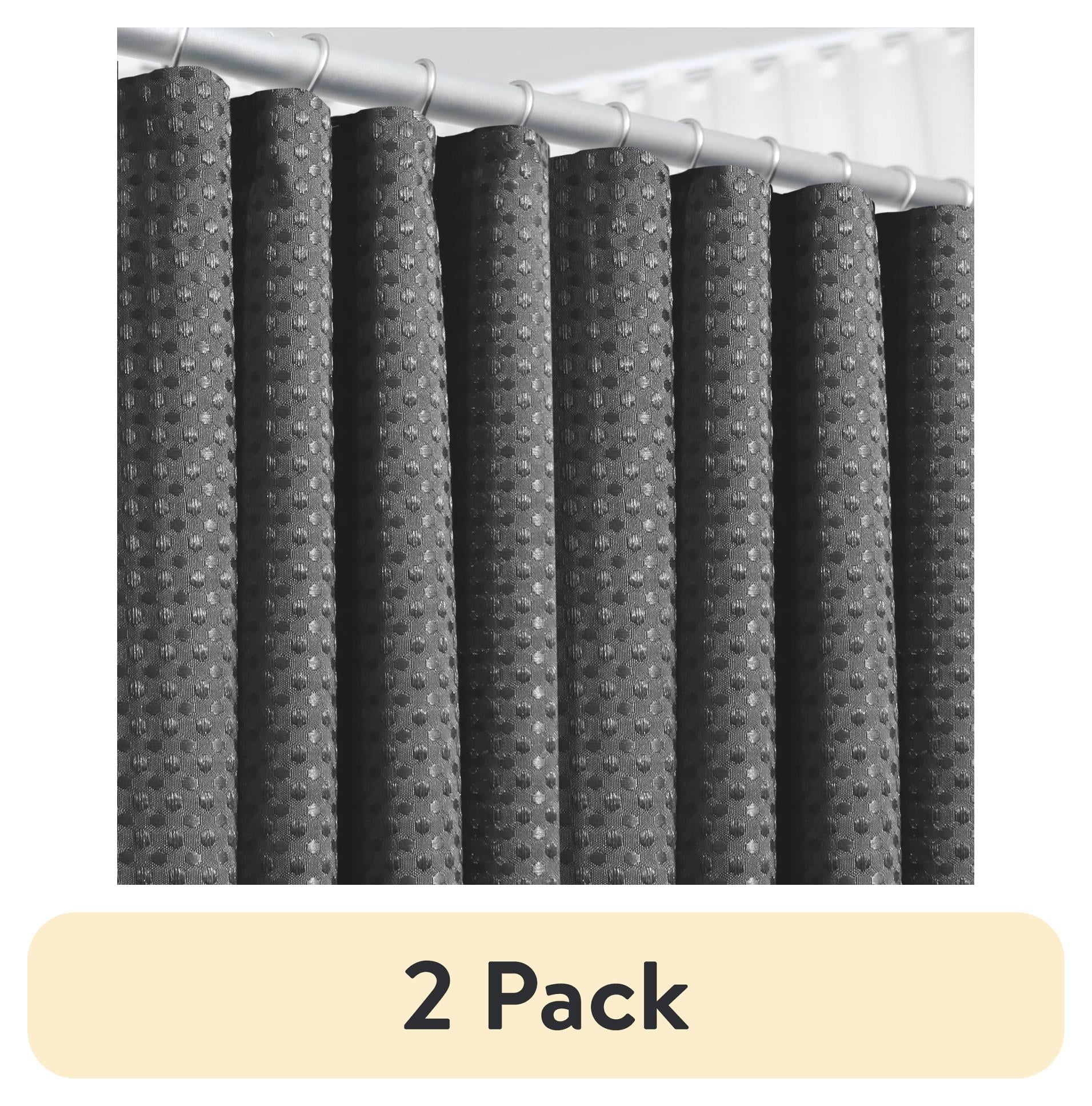 (2 pack) LammaLoe Gray Shower Curtains, Waffle Weave Heavy Duty Fabric Shower Curtain, 72” x 72" Hotel Luxury 256 GSM Bathroom Curtains