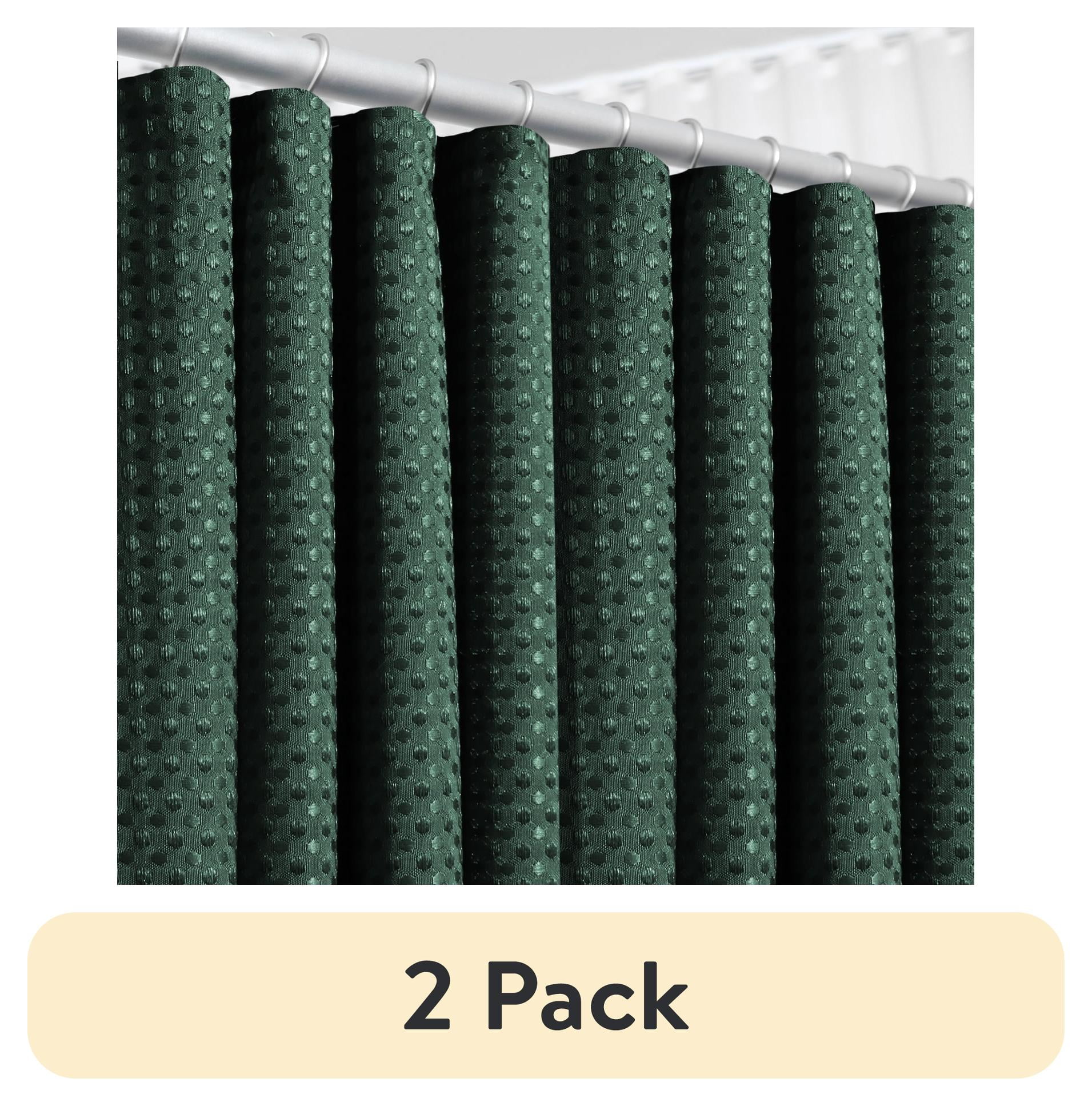 (2 pack) LammaLoe Hunter Green Shower Curtain, Waffle Weave Heavy Duty Fabric Shower Curtain, 72” x 72" Hotel Luxury 256 GSM Bathroom Curtains