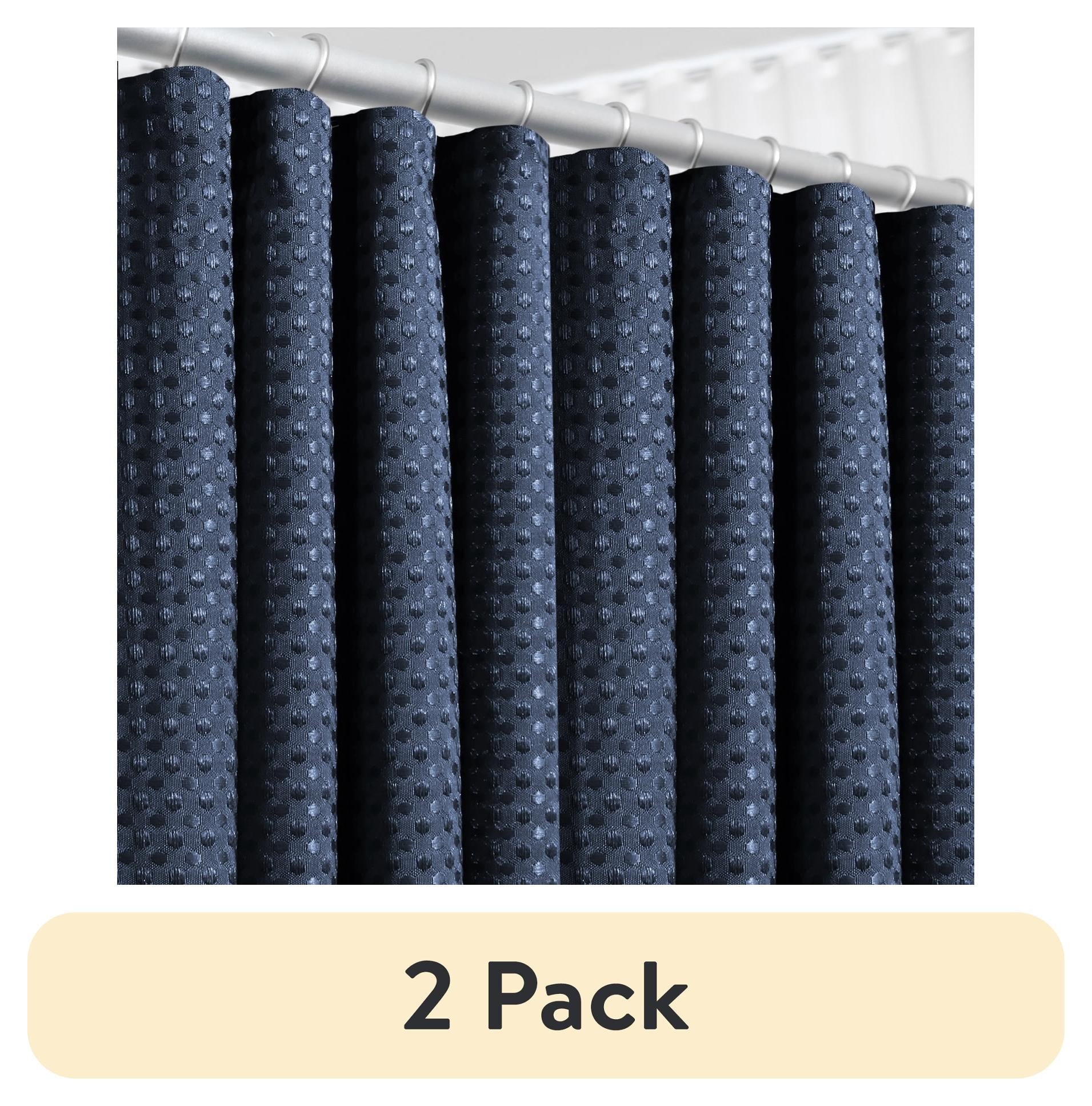 (2 pack) LammaLoe Navy Blue Shower Curtain, Waffle Weave Heavy Duty Fabric Shower Curtain, 72” x 72" Hotel Luxury 256 GSM Bathroom Curtains