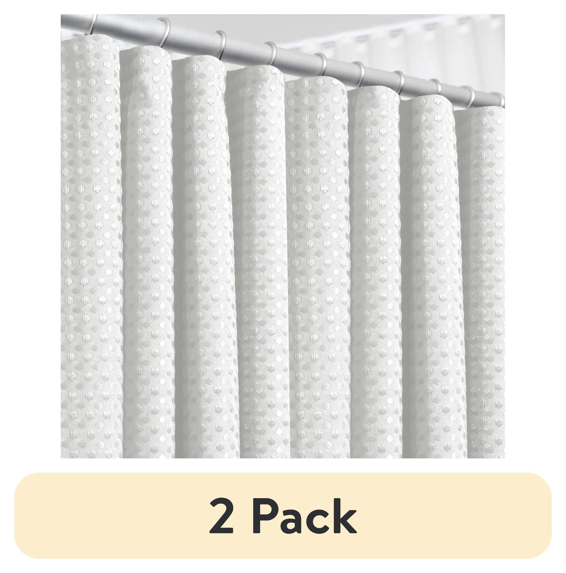 (2 pack) LammaLoe White Shower Curtains, Waffle Weave Heavy Duty Fabric Shower Curtain, 72” x 72" Hotel Luxury 256 GSM Bathroom Curtains