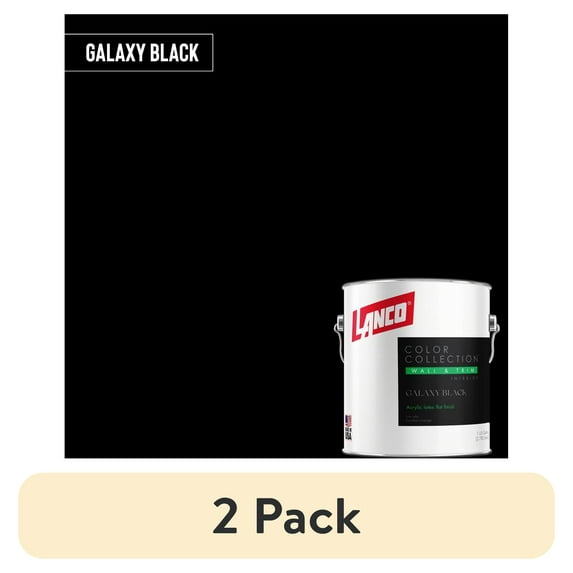 (2 pack) Lanco Color Collection Flat Interior Wall & Trim Paint, Galaxy Black , 1 Gallon