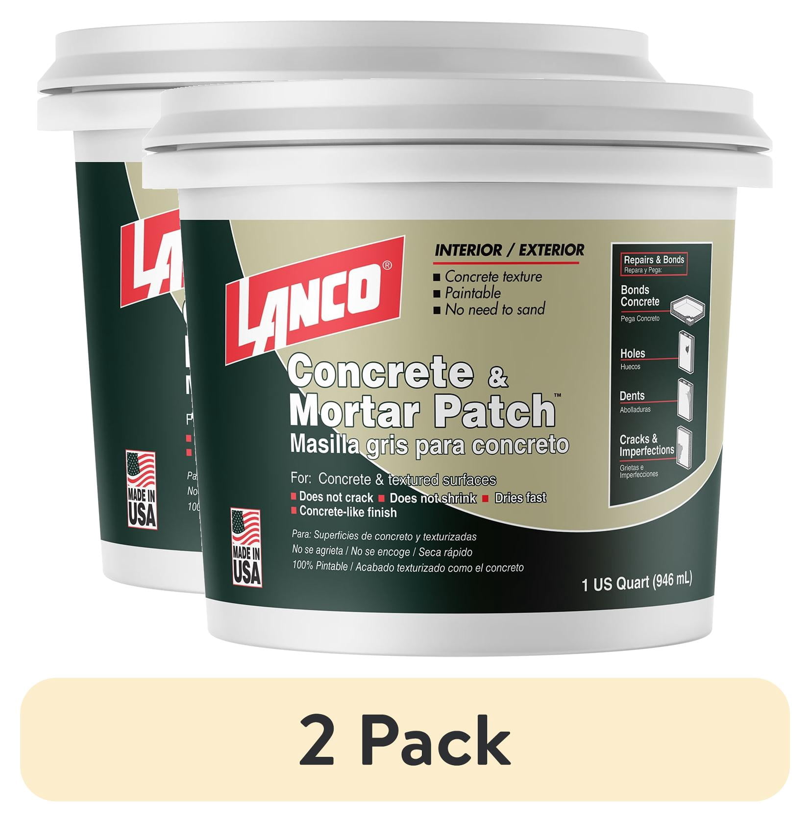 (2 pack) Lanco Concrete and Mortar Patch Grey Finish 1 Quart for Wall ...
