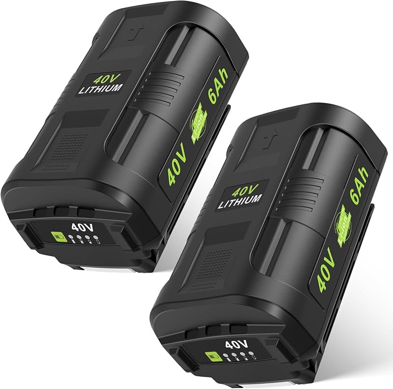 2 pack Large Capacity 6.0Ah 40V Battery for Ryobi 40 Volt Power Tools OP4015 OP4026 OP40201 OP4030 OP4040 OP4050 OP40601 etc. Replace for Ryobi 40V Battery