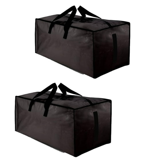 2 pack Large Strong Moving Bags with Zippers & Carrying Handles, dorm room essentials, waterproof, Heavy Duty Storage Tote for Space Saving Moving Storage(Black)