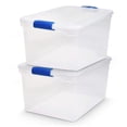 2-pack Latching Lid Large Clear Plastic Storage Bins With Lids 66 Quart ...