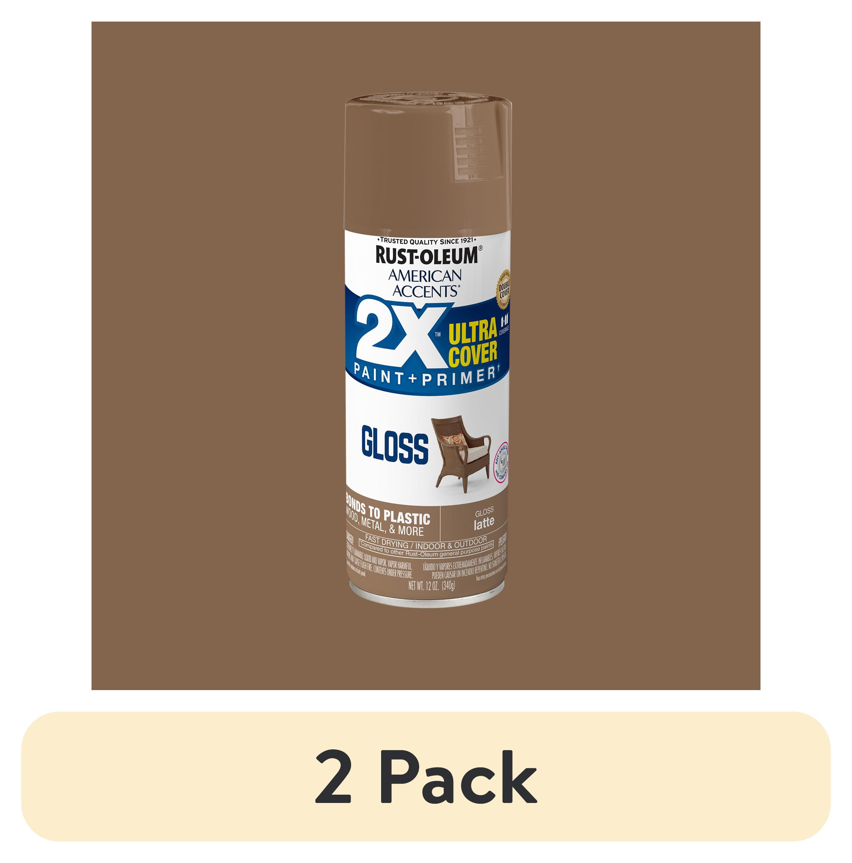 (2 pack) Latte, Rust-Oleum American Accents 2X Ultra Cover Gloss Spray Paint-383198, 12 oz