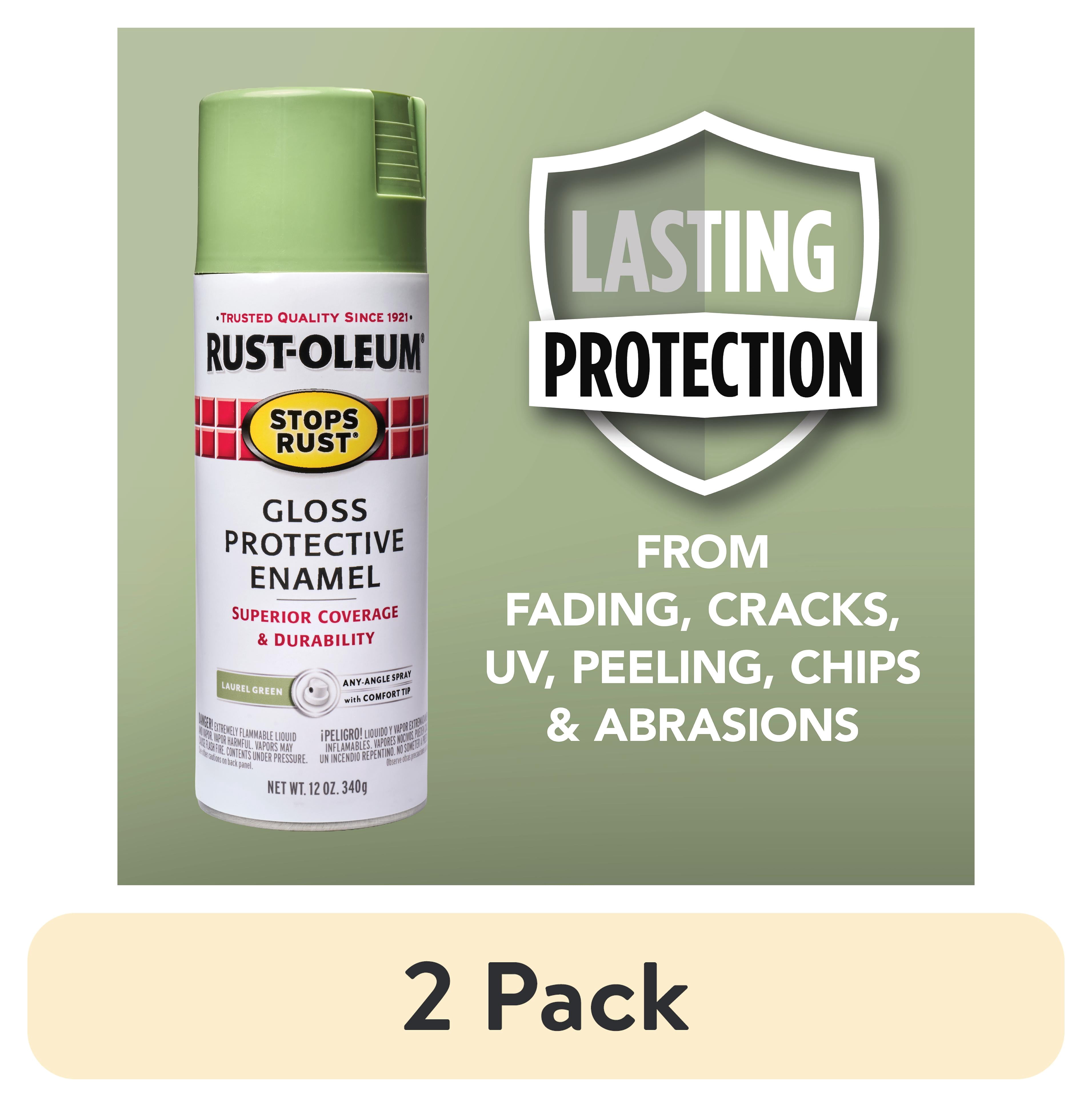 (2 pack) Laurel Green, Rust-Oleum Stops Rust Protective Enamel Gloss Spray Paint-365146, 12 oz