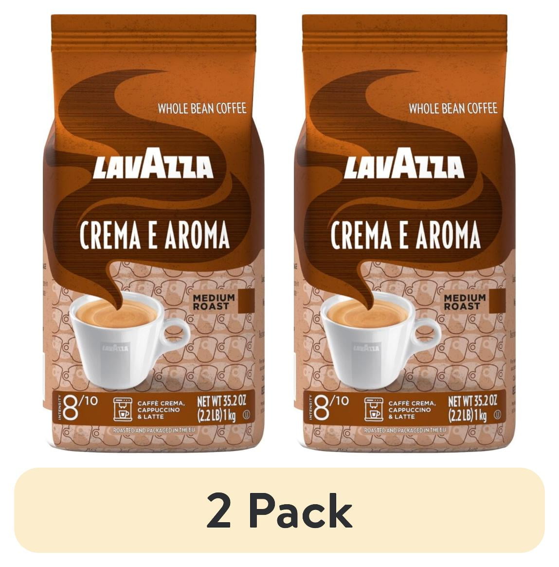 (2 pack) Lavazza Crema e Aroma Whole Bean Coffee, Medium Roast, Arabica and Robusta Blend, 2.2 lb Bag