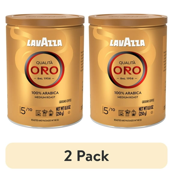 (2 pack) Lavazza Qualit Oro Ground Coffee, Medium Roast, 100% Arabica, 8.8 oz Tin