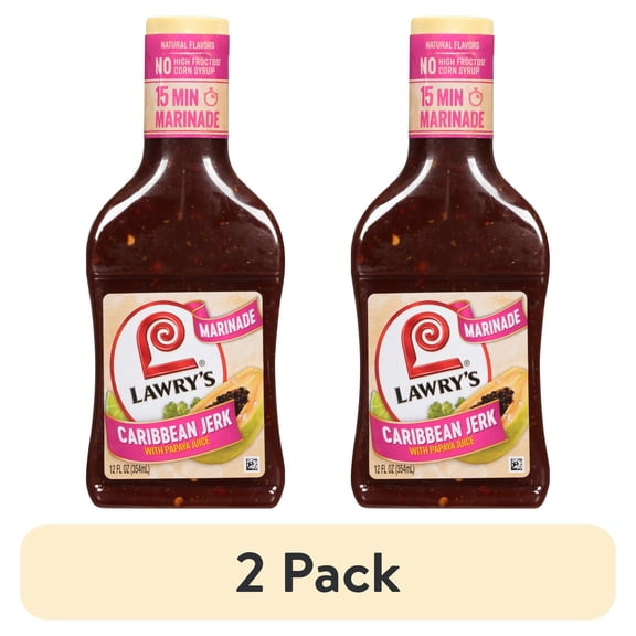 (2 pack) Lawry's Caribbean Jerk With Papaya Marinade, 12.0 fl oz Bottle