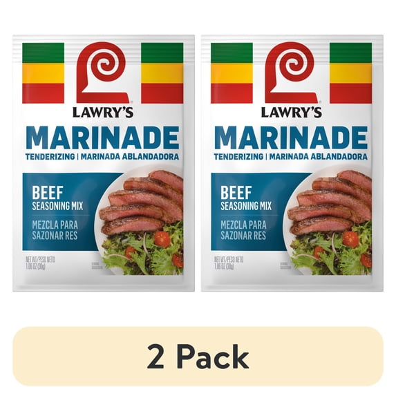(2 pack) Lawry's Tenderizing Beef Marinade Spices & Seasonings Mix, 1.06 oz Packet