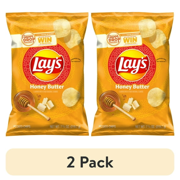 (2 pack) Lay's Honey Butter Flavored Potato Chips, 7.75 oz Bag